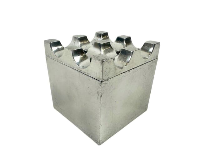 Popielniczka Ultima 7, aluminium srebrny, proj. H. Bäckström, B. Ljungberg, Dania, lata 60. - WYMIARY