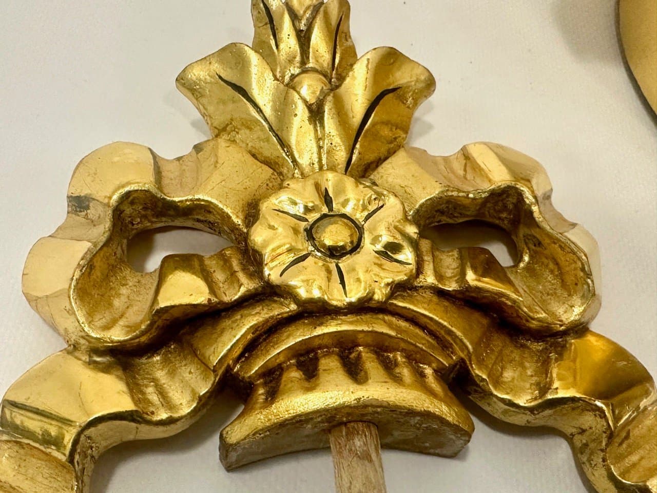 Wall clock, Rococo style, golden, wood, Sweden, 1960s. - 153579