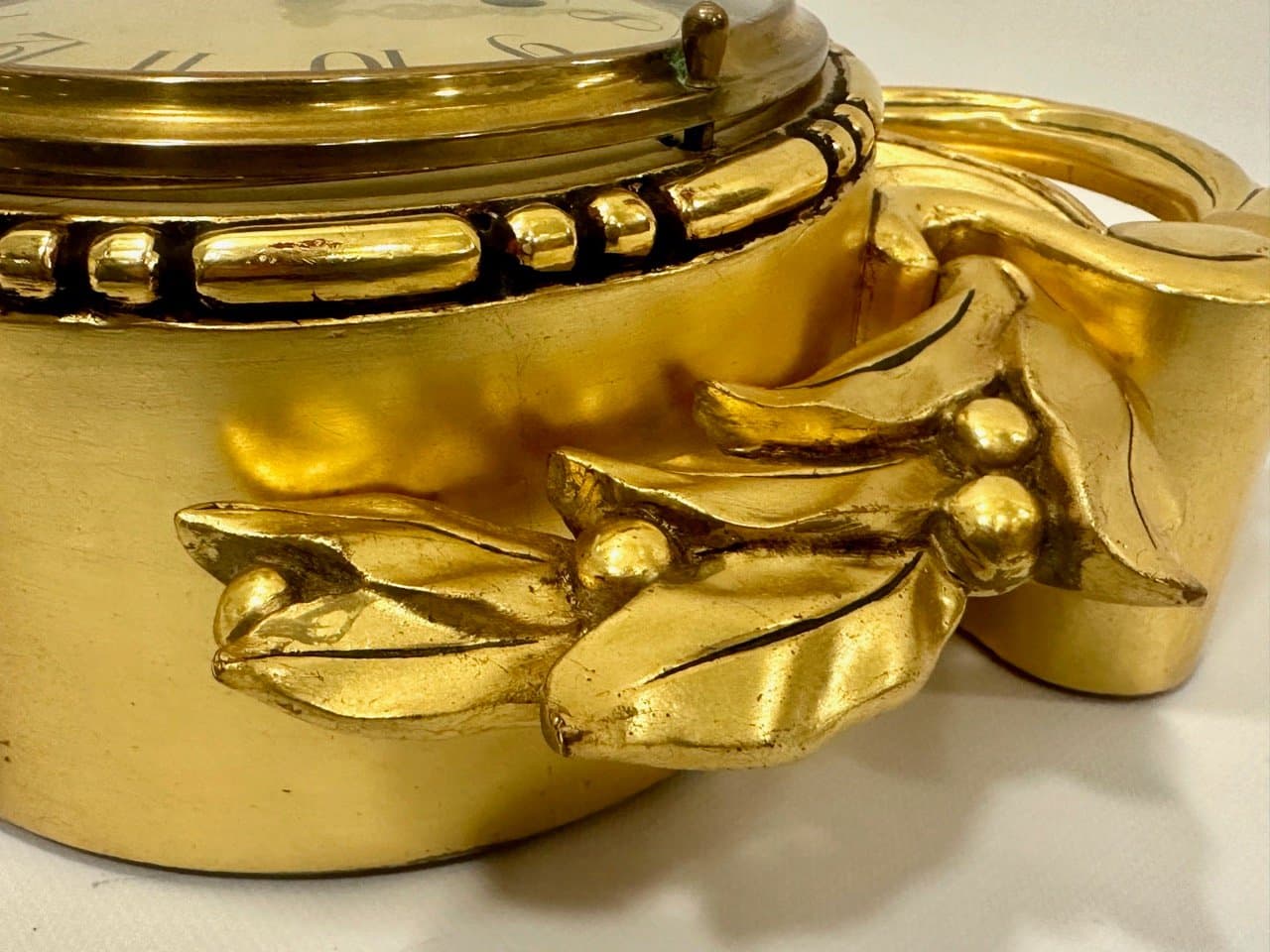 Wall clock, Rococo style, golden, wood, Sweden, 1960s. - 153580