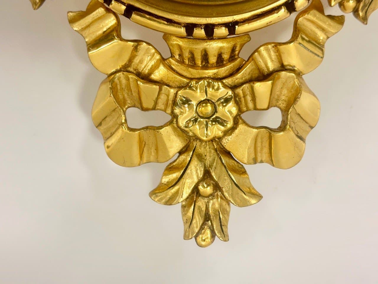 Wall clock, Rococo style, golden, wood, Sweden, 1960s. - 153585