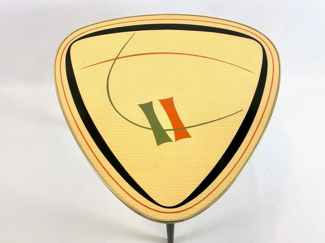 Stolik boczny trójnóg, multikolor, laminat, buk, Niemcy, lata 60. - 153600