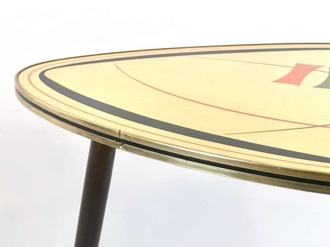 Stolik boczny trójnóg, multikolor, laminat, buk, Niemcy, lata 60. - 153599