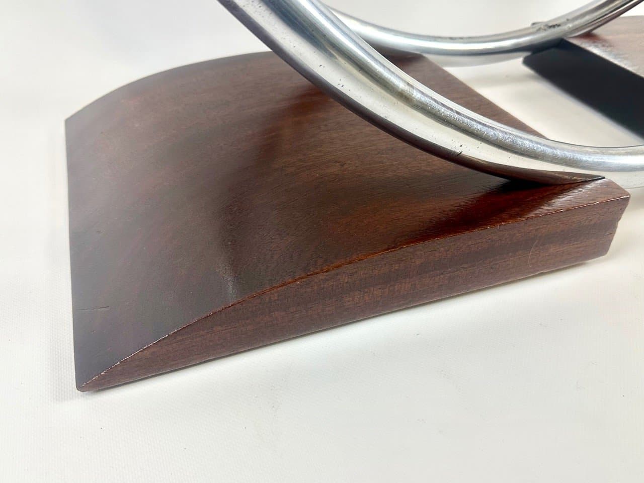 Konsola Art déco, brąz ciemny, mahoń orzech, metal chromowany, lata 30. - 153628