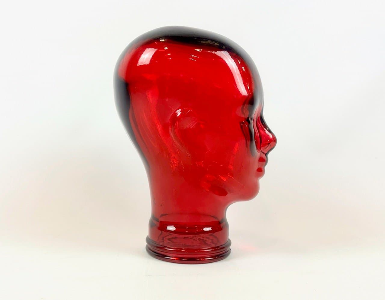 Rzeźba głowa, czerwona, szkło, Niemcy, lata 70. - 153642