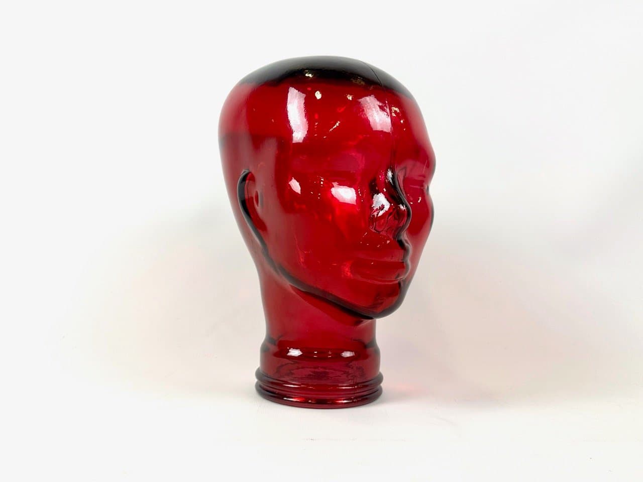 Rzeźba głowa, czerwona, szkło, Niemcy, lata 70. - 153648
