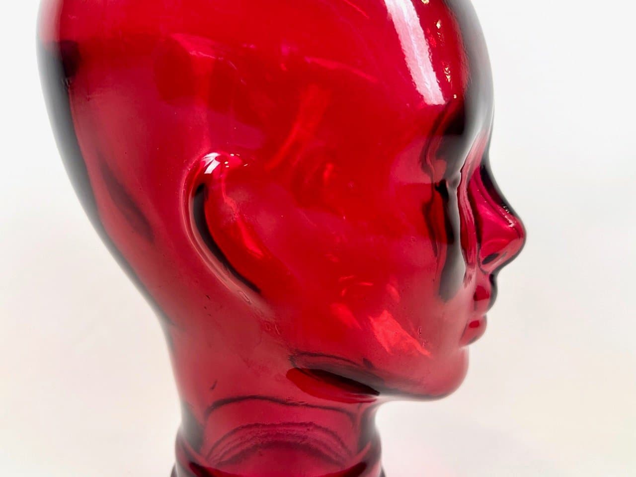 Rzeźba głowa, czerwona, szkło, Niemcy, lata 70. - 153641