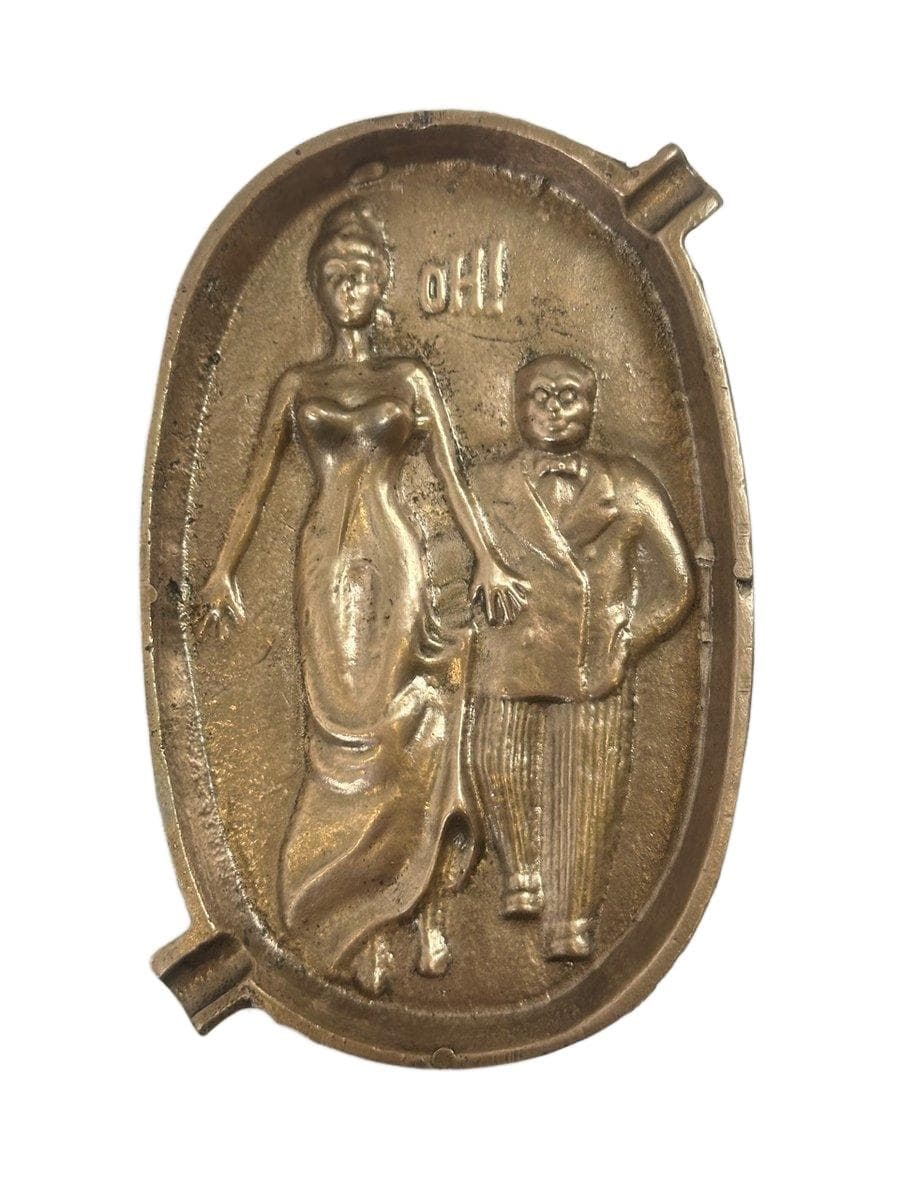 Popielniczka Art Deco, złoty brąz, lata 40.