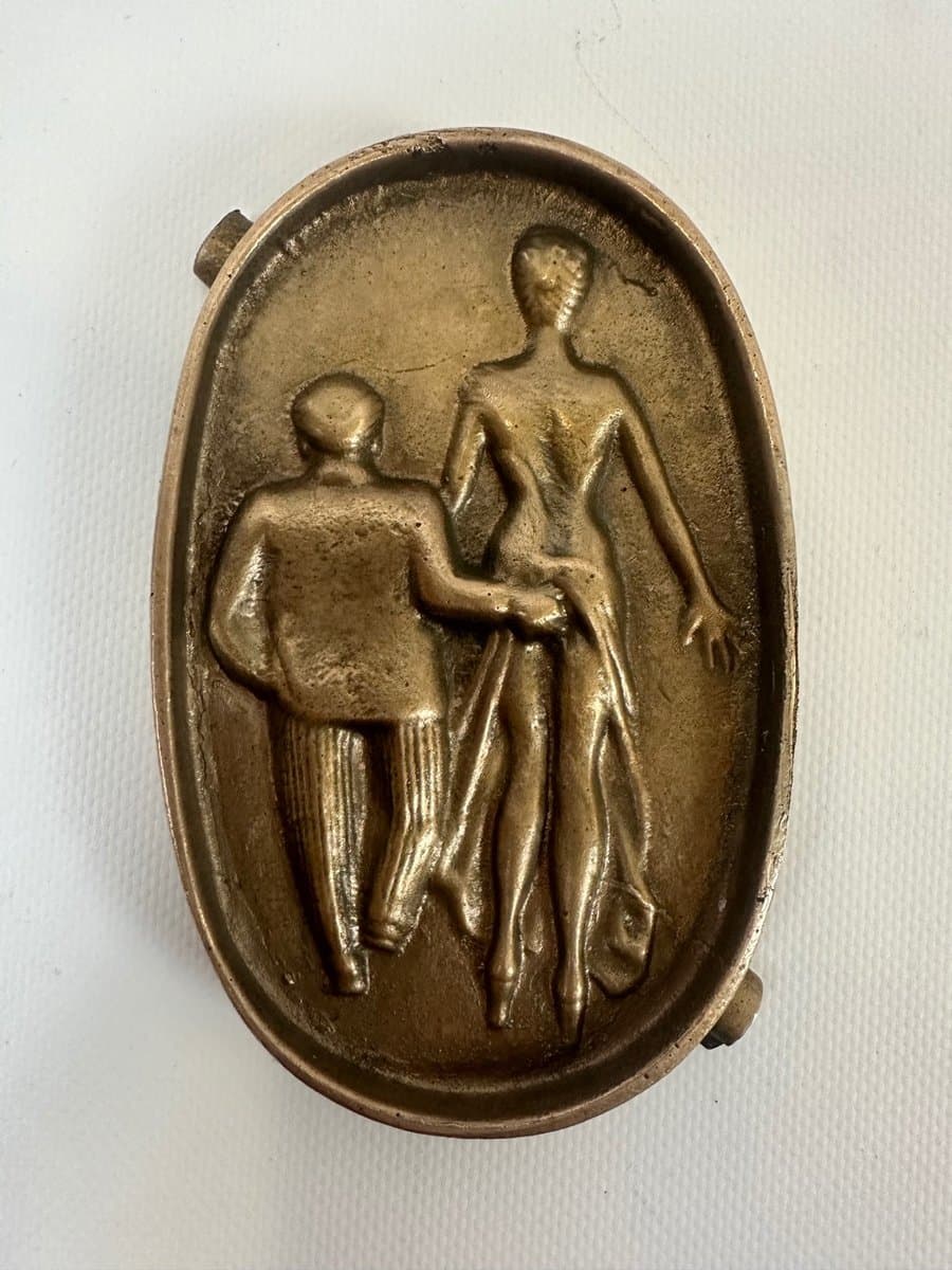 Popielniczka Art Deco, złoty brąz, lata 40. - 153674