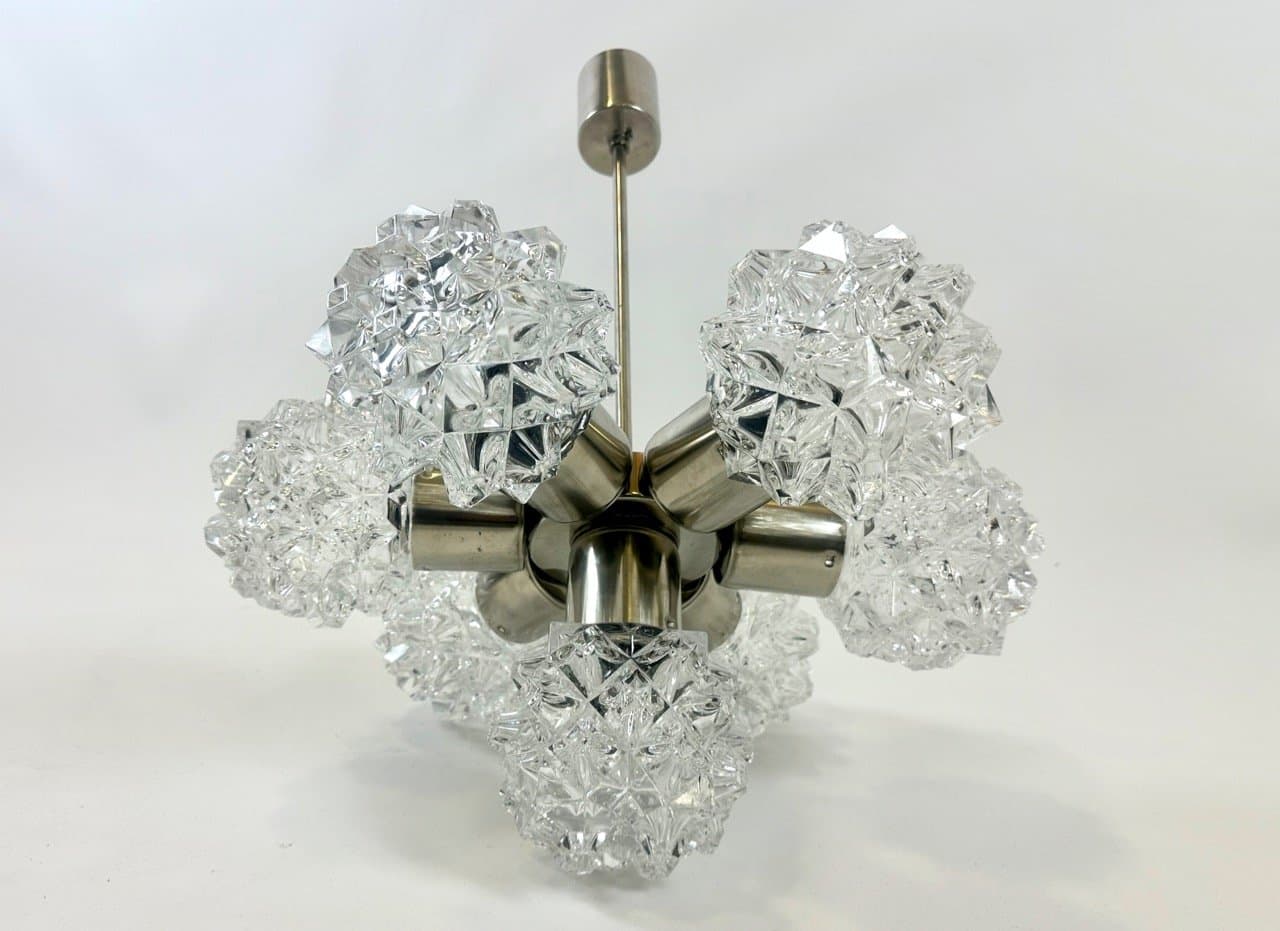 7-Arm Chandelier, Kamenický Šenov, silver crystal, Czech Republic, 1970s - 153699