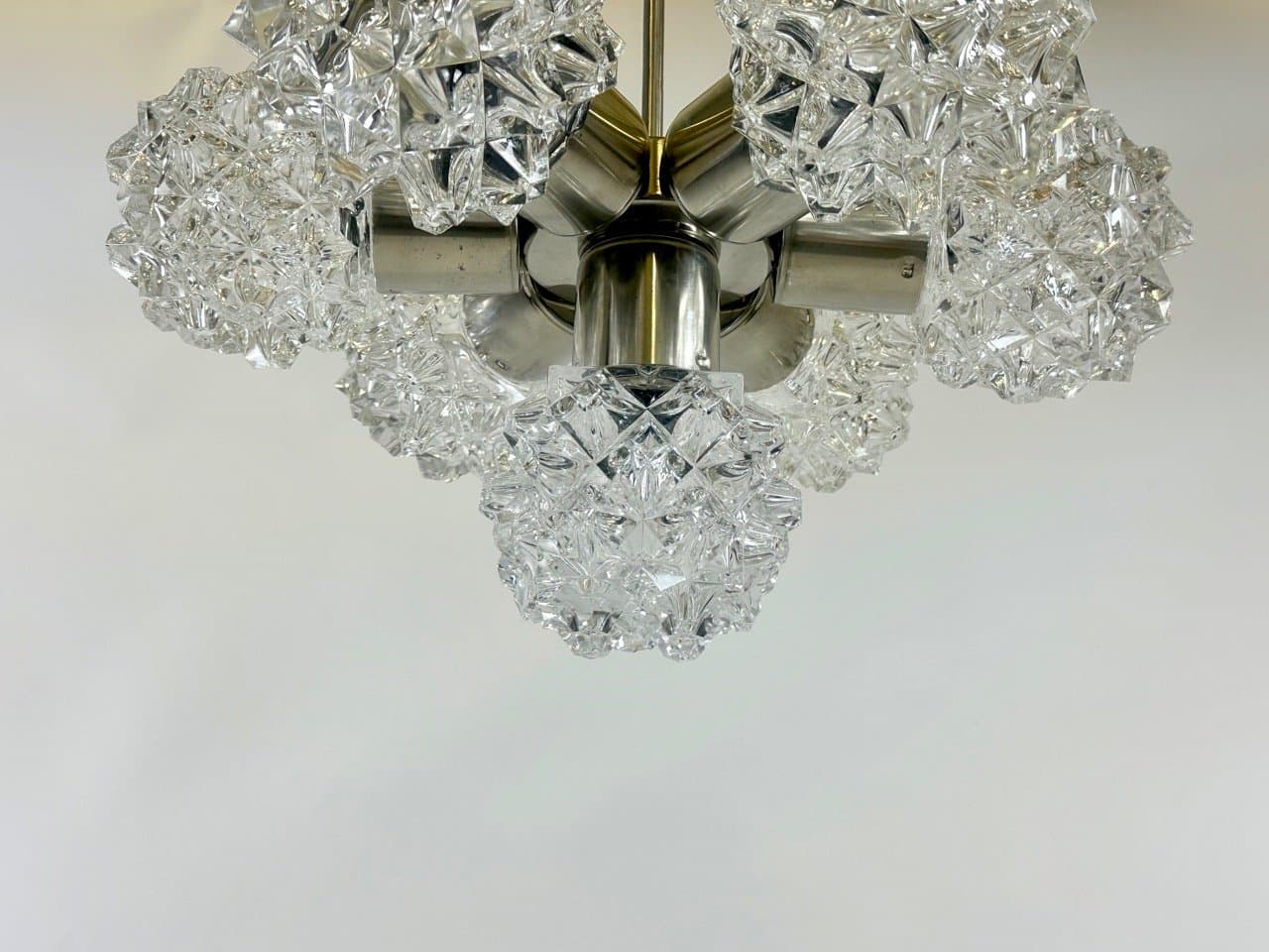 7-Arm Chandelier, Kamenický Šenov, silver crystal, Czech Republic, 1970s - 153696