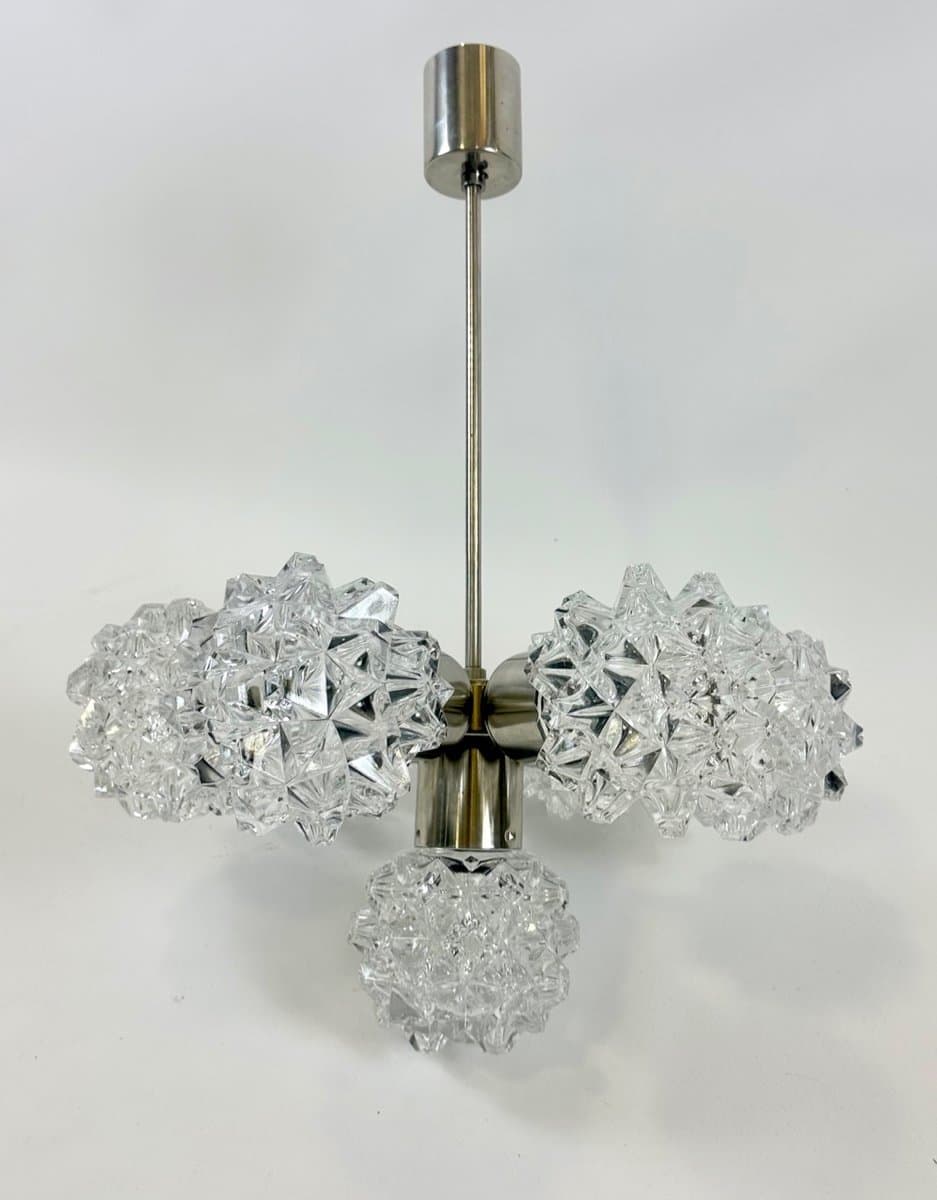 7-Arm Chandelier, Kamenický Šenov, silver crystal, Czech Republic, 1970s - 153697