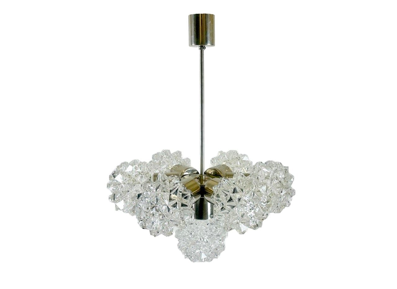 7-Arm Chandelier, Kamenický Šenov, silver crystal, Czech Republic, 1970s