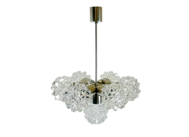 7-Arm Chandelier, Kamenický Šenov, silver crystal, Czech Republic, 1970s - DIMENSION