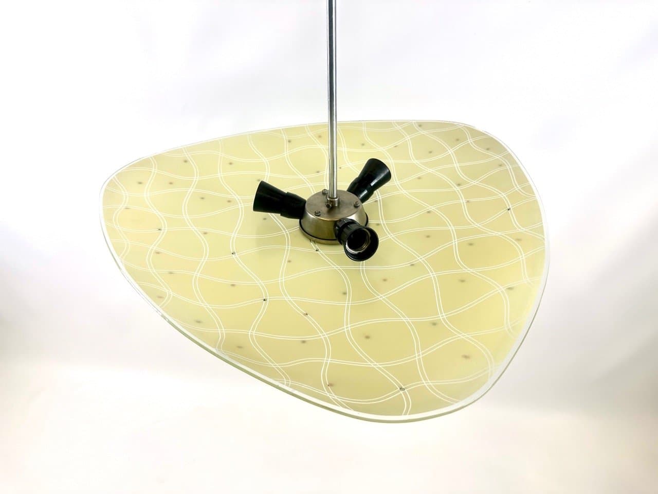 Lampa wisząca, jasnozielony, szkło, aluminium, Napako, Czechy, lata 60. - 153760