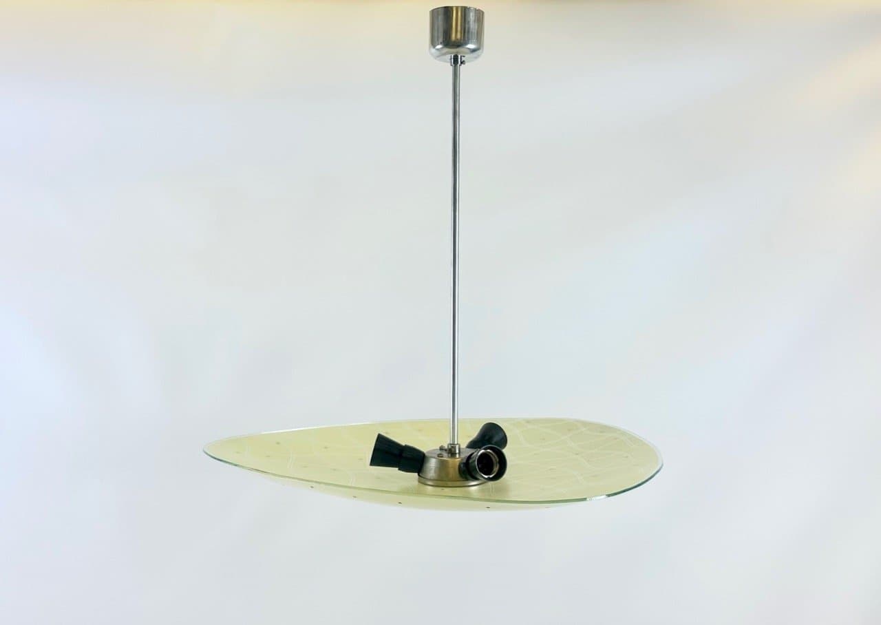Lampa wisząca, jasnozielony, szkło, aluminium, Napako, Czechy, lata 60. - 153754