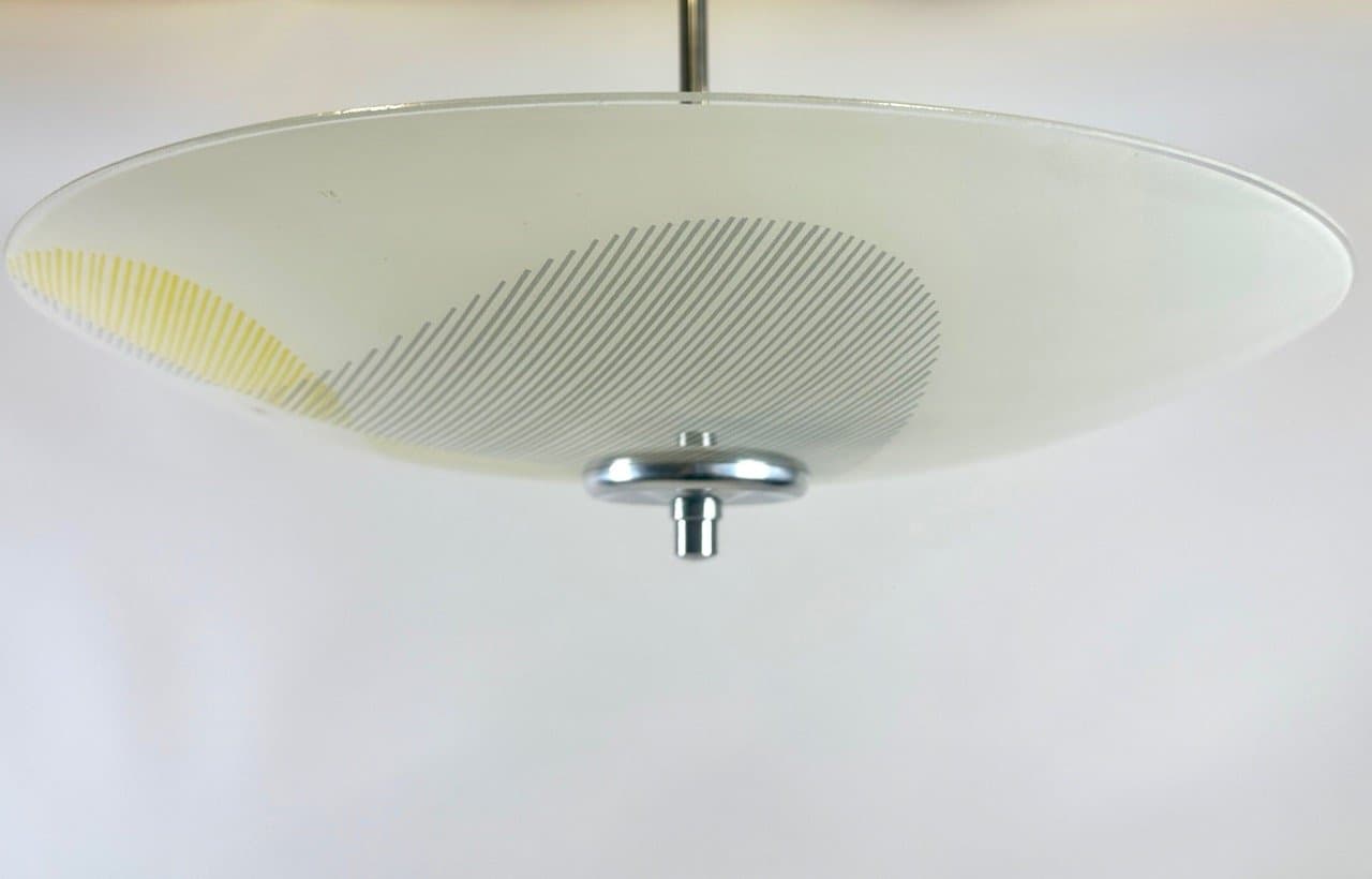 Pendant Lamp Umbrella, ivory white, aluminum, glass, Napako, Czech Republic, 1960s. - 153828