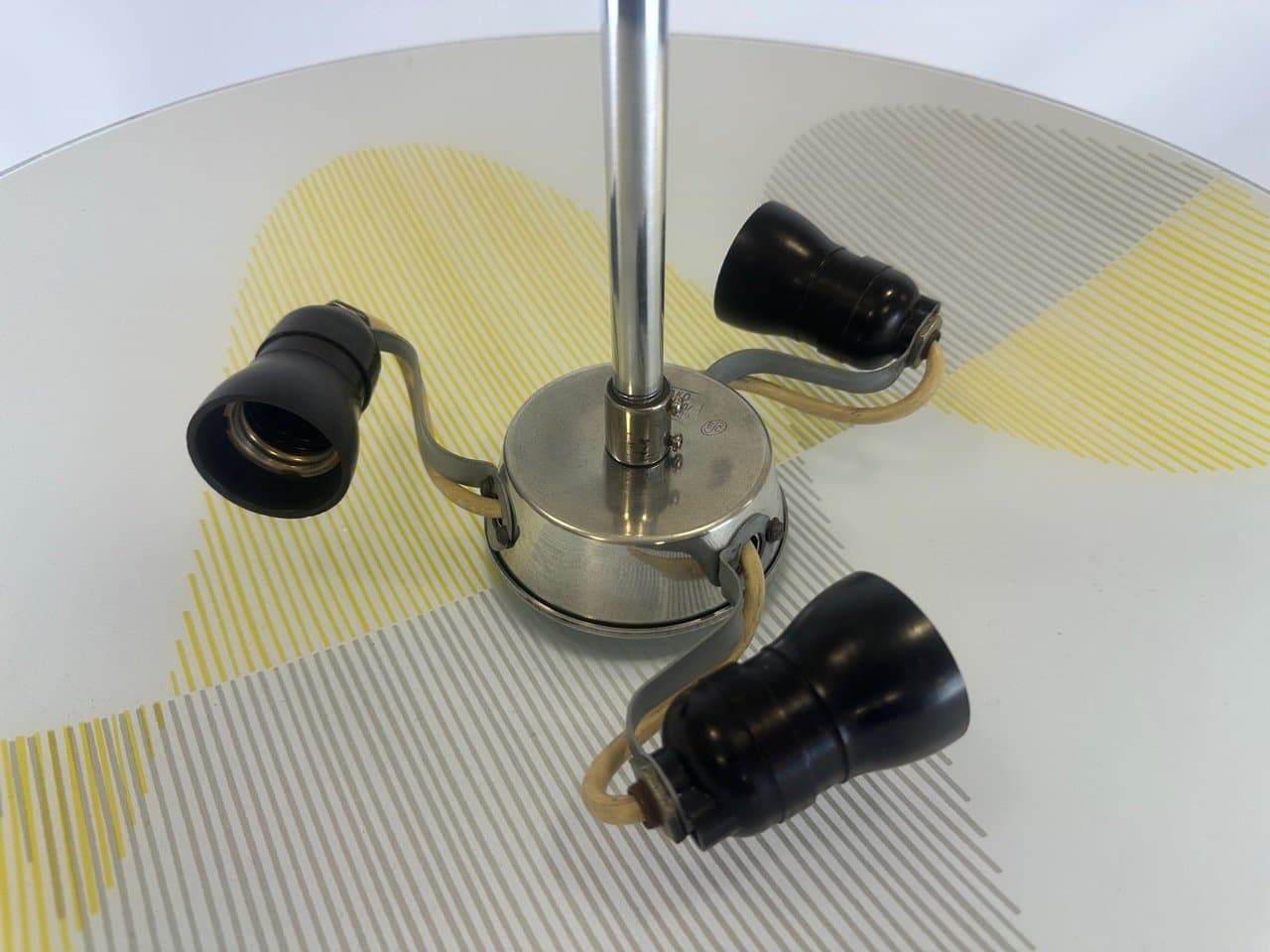 Pendant Lamp Umbrella, ivory white, aluminum, glass, Napako, Czech Republic, 1960s. - 153832