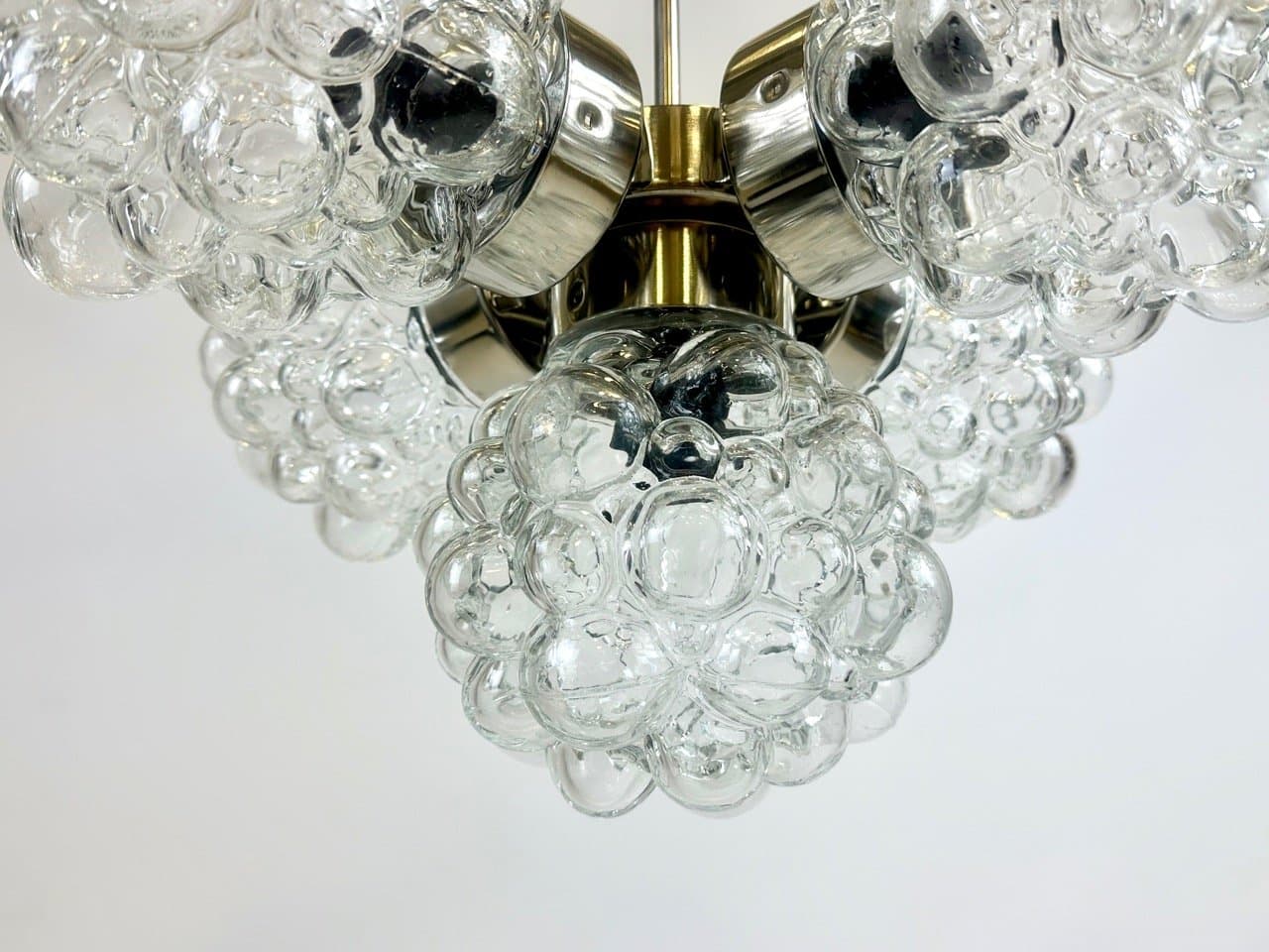 Żyrandol Raspberry, kryształ przezroczysty, metal srebrny, Kamenický Šenov, Czechy, lata 60. - 153877