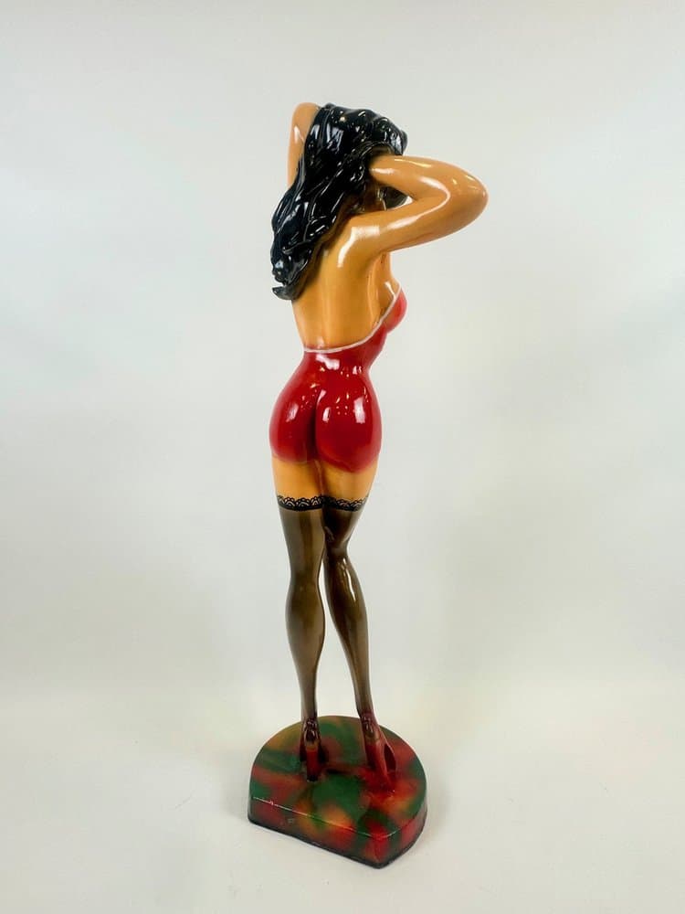 Figurka Pin-Up Girl, czerwona, żywica, USA, lata 50. - 153944