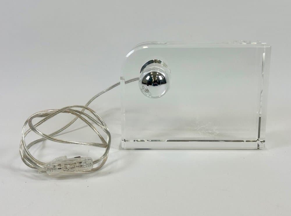 Table lamp, block, transparent crystal, Germany, 1990s. - 153965