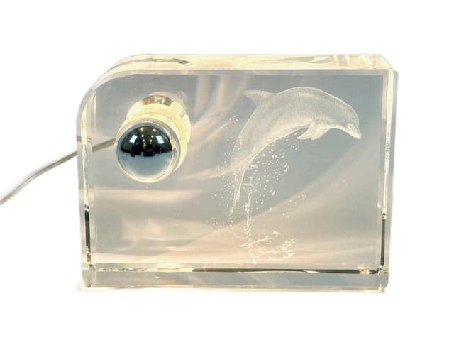 Table lamp, block, transparent crystal, Germany, 1990s. - DIMENSION