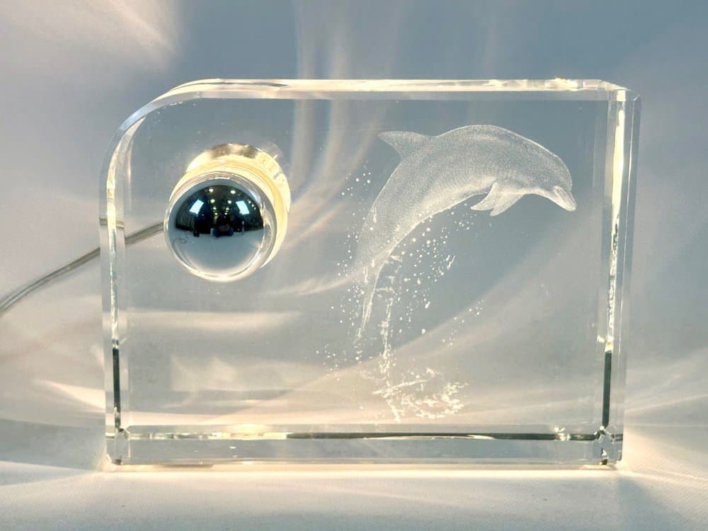 Table lamp, block, transparent crystal, Germany, 1990s. - 153955