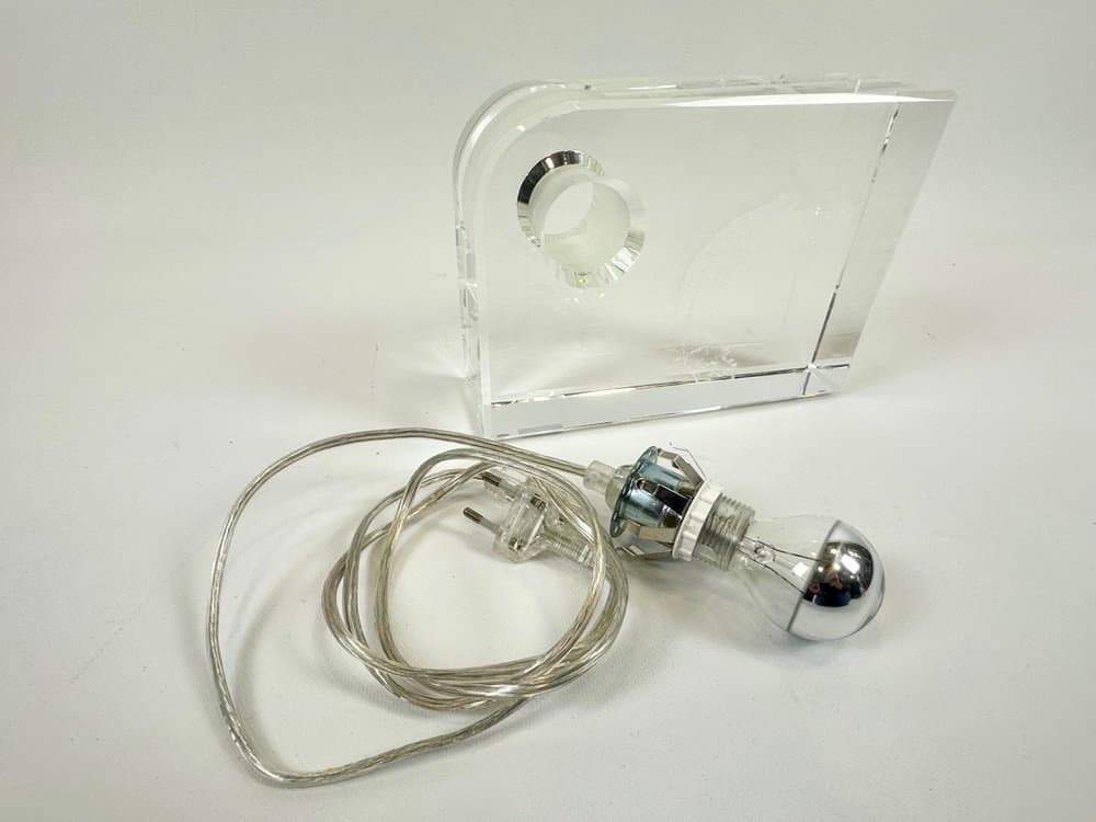 Table lamp, block, transparent crystal, Germany, 1990s. - 153960