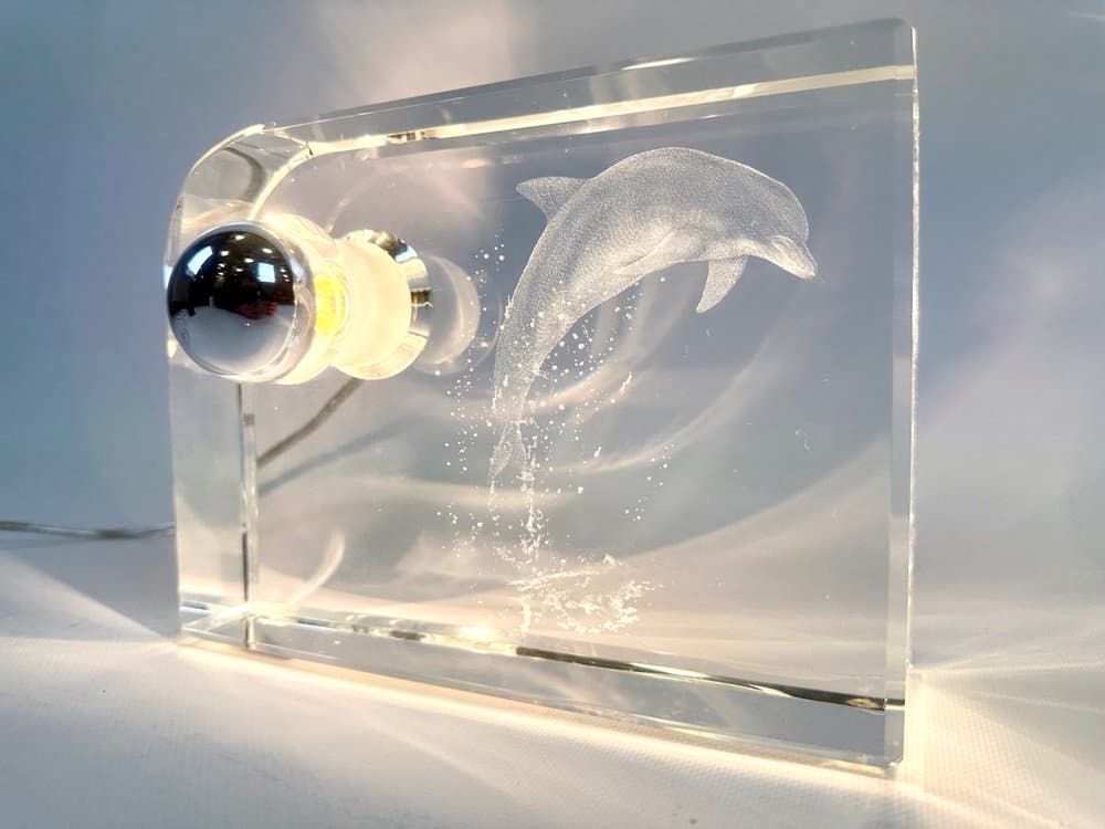 Table lamp, block, transparent crystal, Germany, 1990s. - 153967