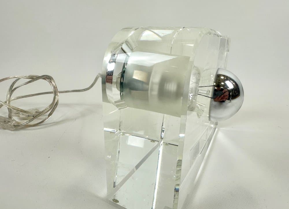 Table lamp, block, transparent crystal, Germany, 1990s. - 153962