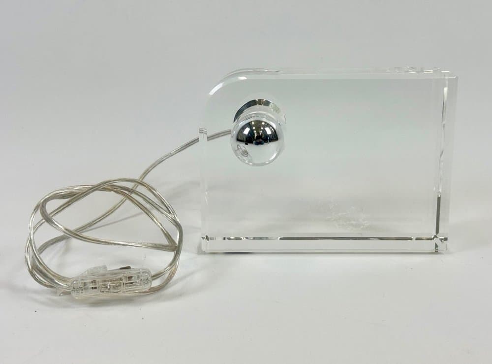 Table lamp, block, transparent crystal, Germany, 1990s. - 153966