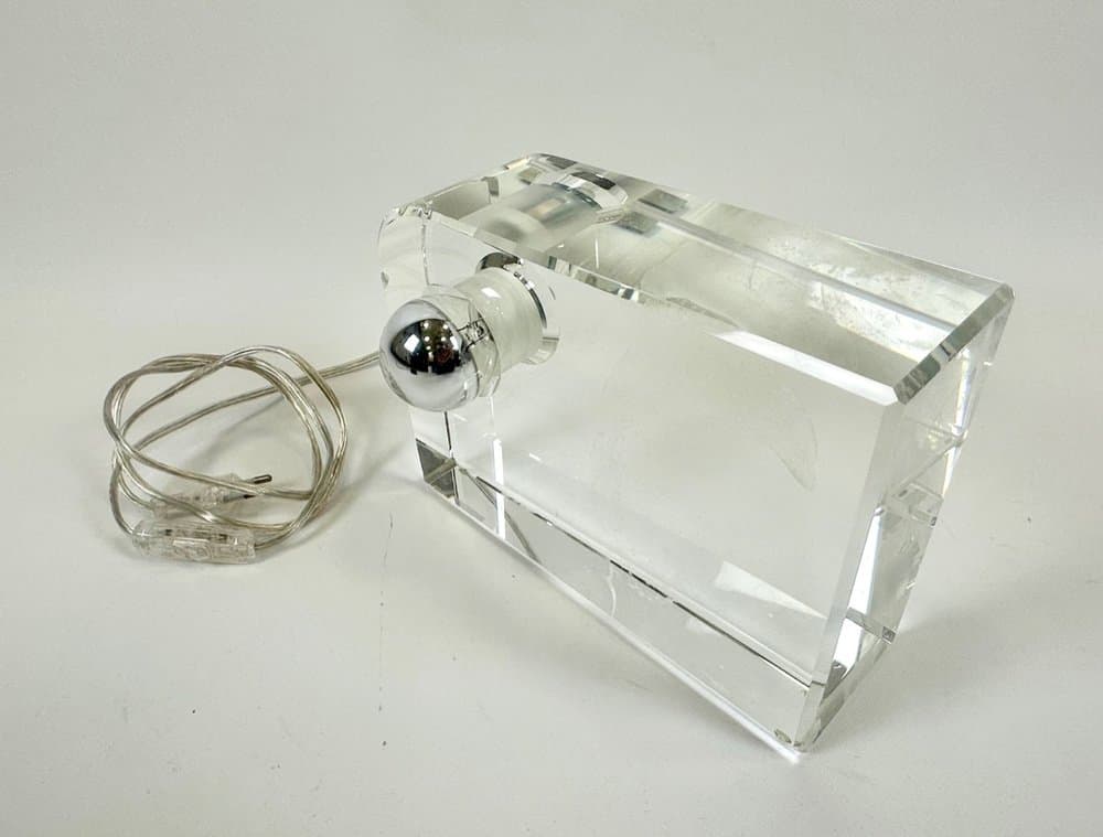 Table lamp, block, transparent crystal, Germany, 1990s. - 153963