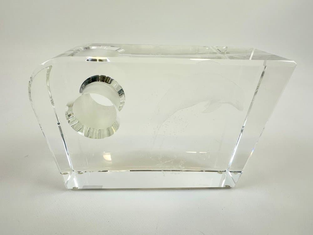 Table lamp, block, transparent crystal, Germany, 1990s. - 153958