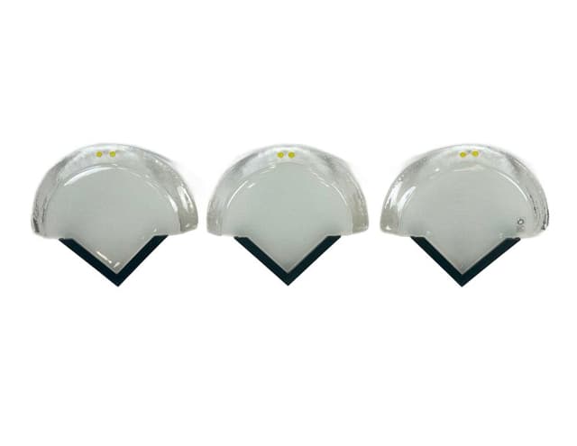 zestaw trzech kinkietów, szkło murano multikolor, metal czarny, Leucos, Włochy, lata 80. - WYMIARY