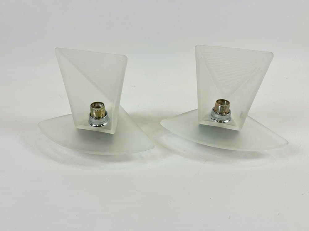 Para kinkietów Alox, Ivory White, Murano szkło opalowe, Włochy, lata 80. - 154030