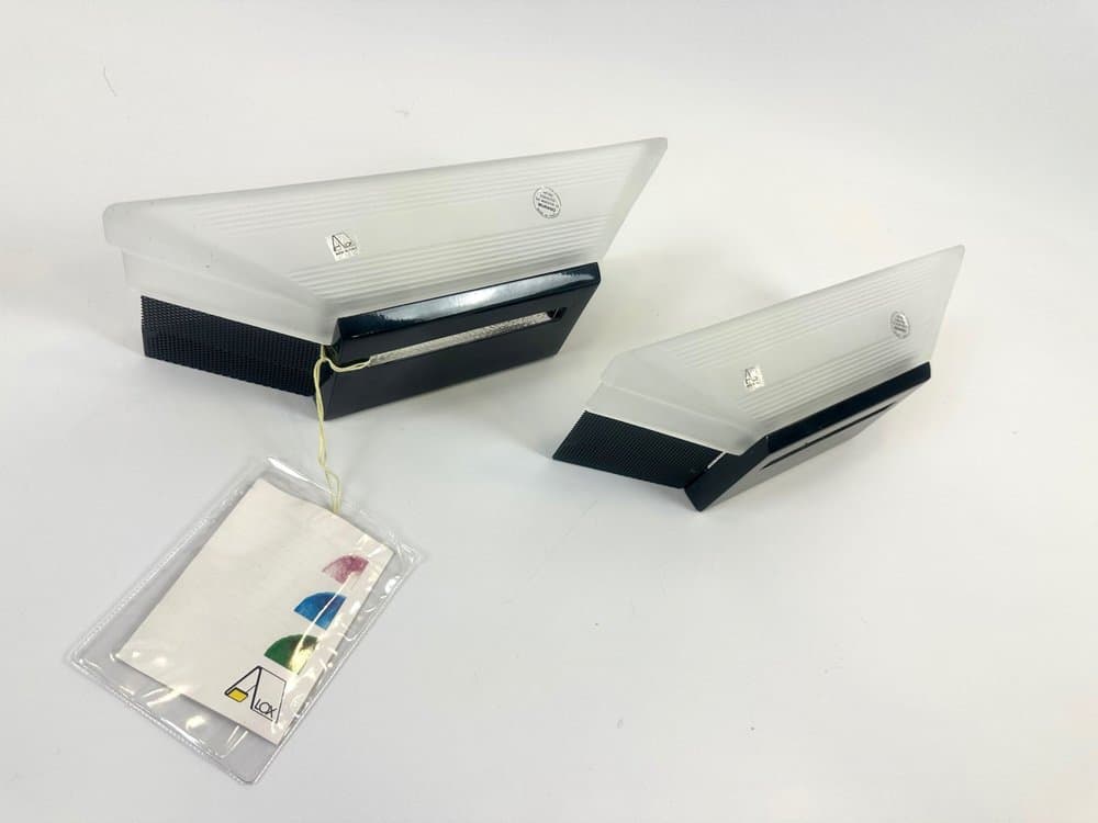 Para kinkietów Murano Glass, biały, szkło Murano opalowe, metal czarny, Włochy, lata 80. - 154039