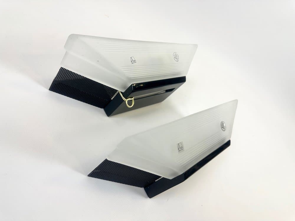 Para kinkietów Murano Glass, biały, szkło Murano opalowe, metal czarny, Włochy, lata 80. - 154037