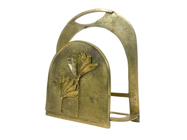 Magazine rack Art Deco, golden brass, Germany, 1960s. - DIMENSION
