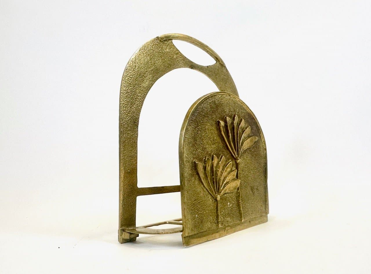 Magazine rack Art Deco, golden brass, Germany, 1960s. - 154174