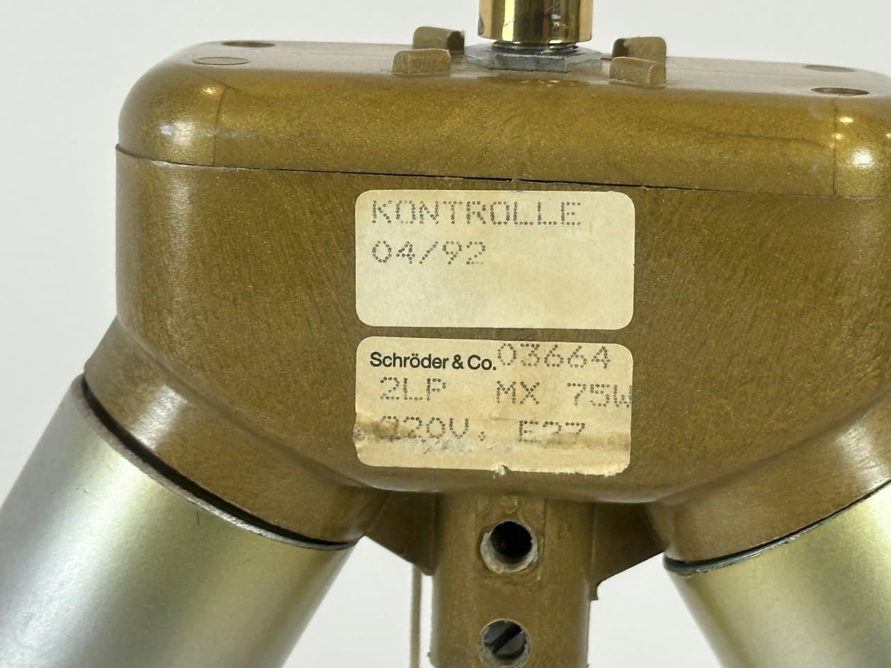 Lampa stołowa postmodernistyczna, mosiądz złoty, stal chromowana srebrna, Niemcy, lata 90. - 154261