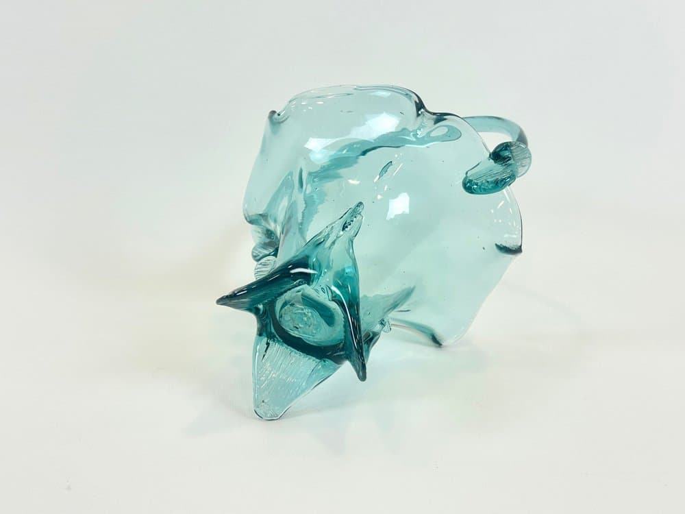 Kosz, turkusowy, szkło, Czechy, lata 60. - 154280