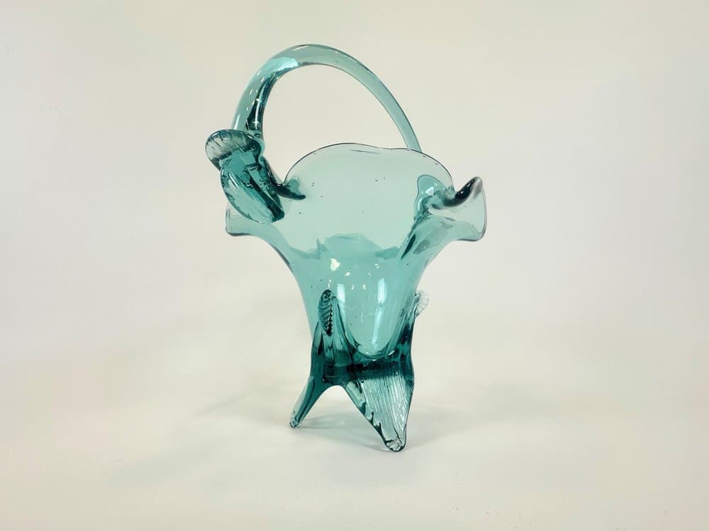 Kosz, turkusowy, szkło, Czechy, lata 60. - 154285