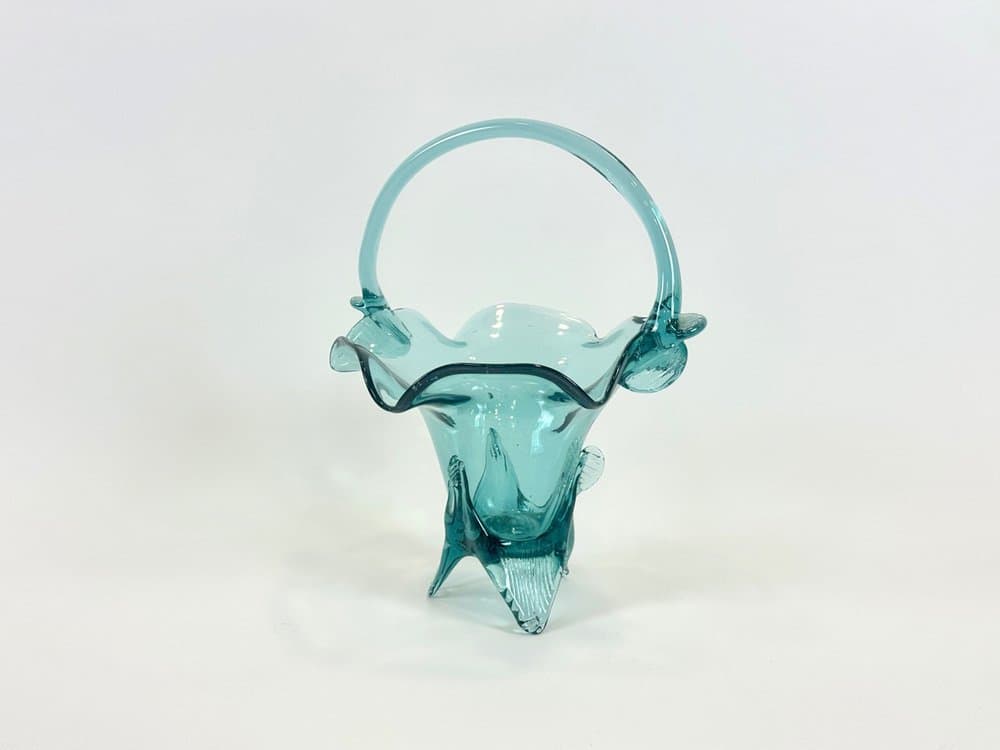 Kosz, turkusowy, szkło, Czechy, lata 60. - 154277