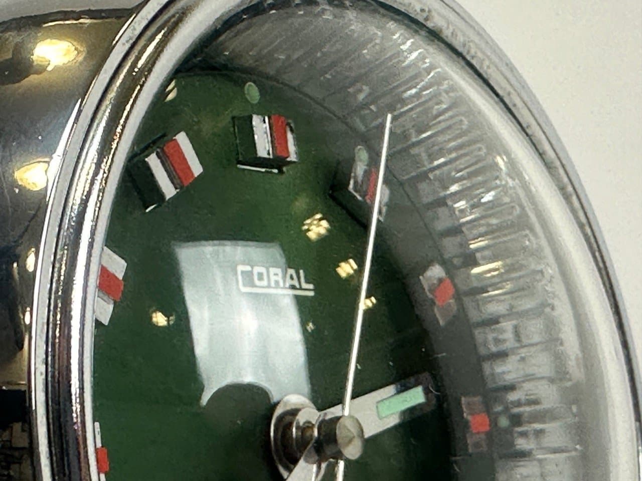 Zegar stołowy Tulip, Space Age, zielony, metal, Japonia, lata 60. - 154313