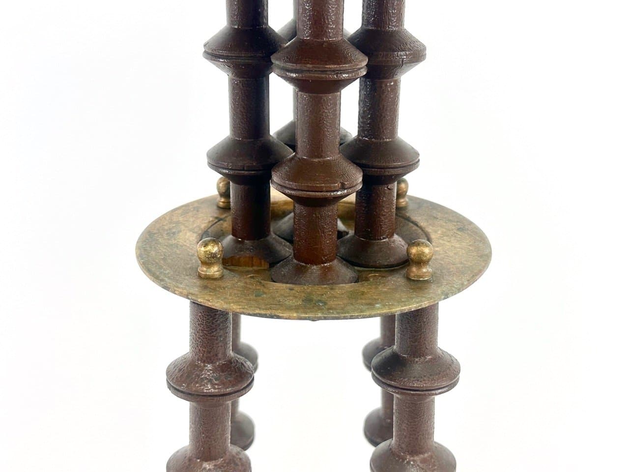 Stolik boczny, Folk Art Victorian, brązowy ciemny, drewno, mosiądz, Stany Zjednoczone, XIX w. - 154332