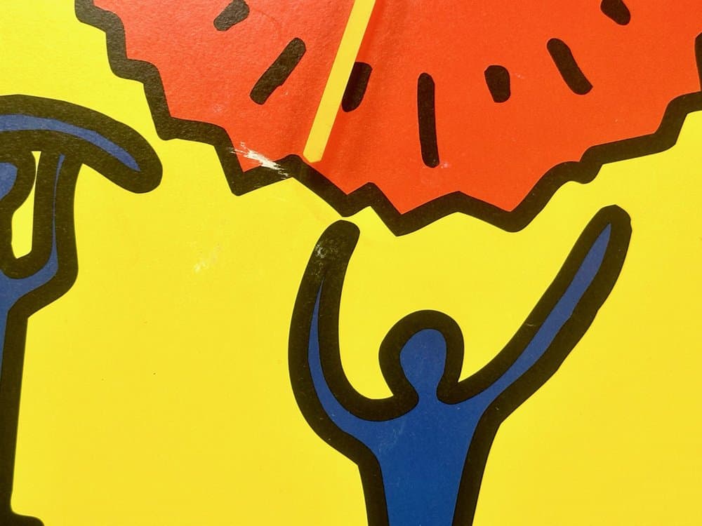 Zegar ścienny, multikolor, drewno, papier, Niemcy, lata 90. - 154361