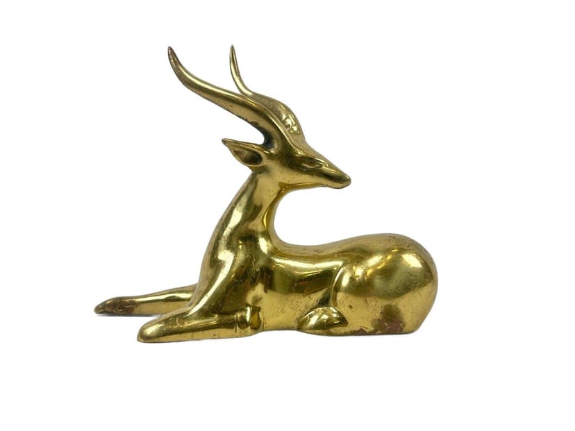 Figurka gazeli, złoty mosiądz, lata 70.
