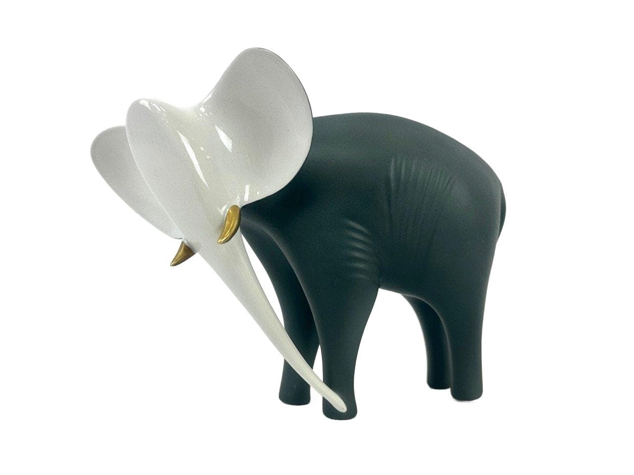 Figurka słonia, szary, porcelana, proj. J. Ježek, Royal Dux Bohemia, Czechy, lata 60.