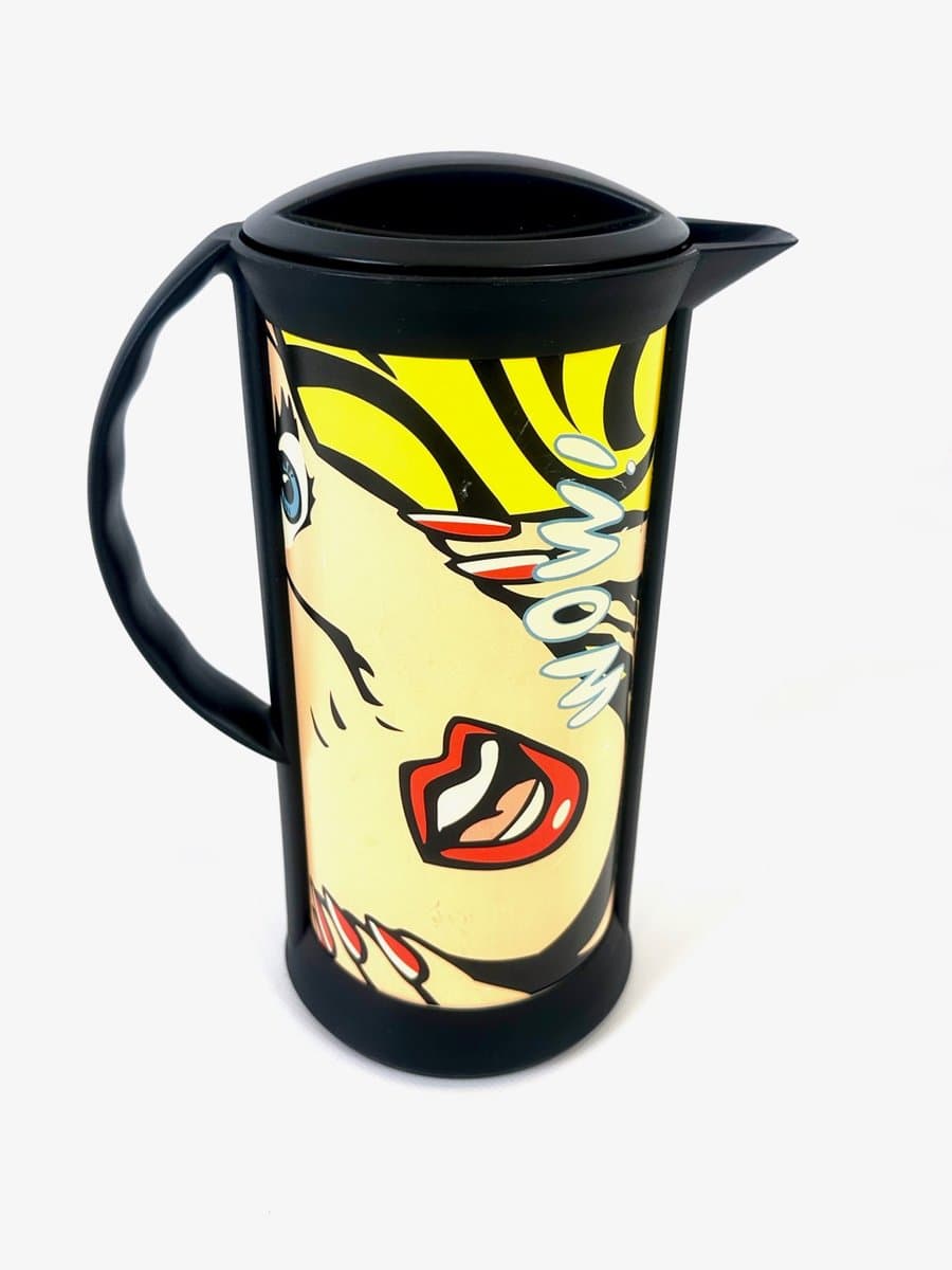 Termos Pop Art, żółty, plastik czarny, Niemcy, lata 80. - 154411