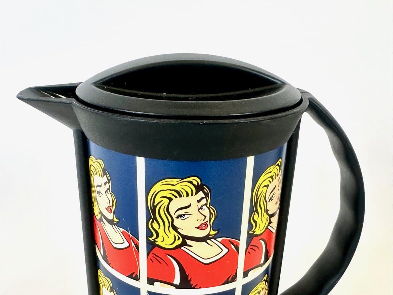 Termos Pop Art, żółty, plastik czarny, Niemcy, lata 80. - 154412