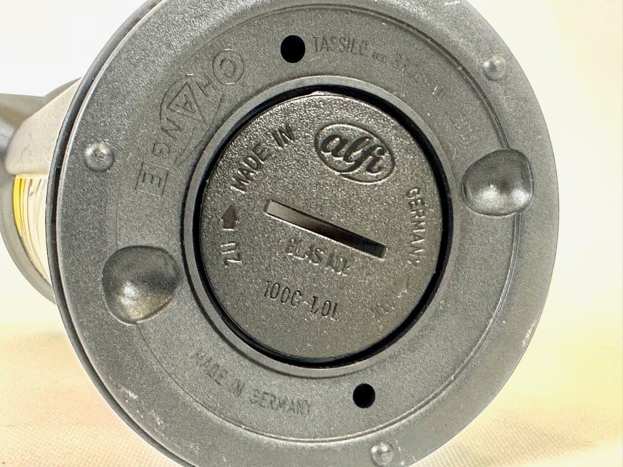 Termos Pop Art, żółty, plastik czarny, Niemcy, lata 80. - 154415